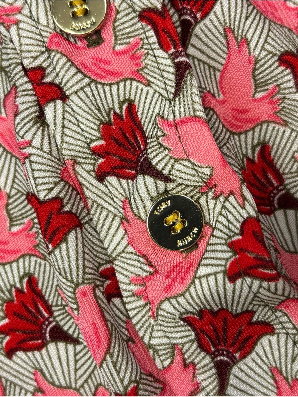 Tory Burch Bird Floral Jersey Shirt Dress Sz S - Picture 5 of 12